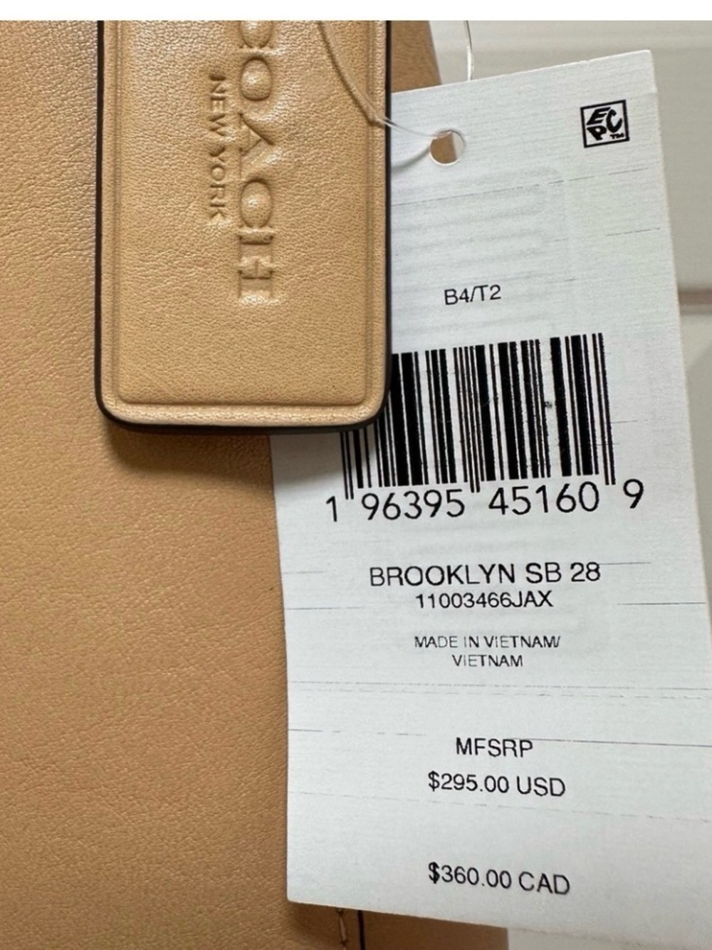 Coach Brooklyn 28 Shoulder Hobo Bag in Honey Brown - Picture 9 of 9